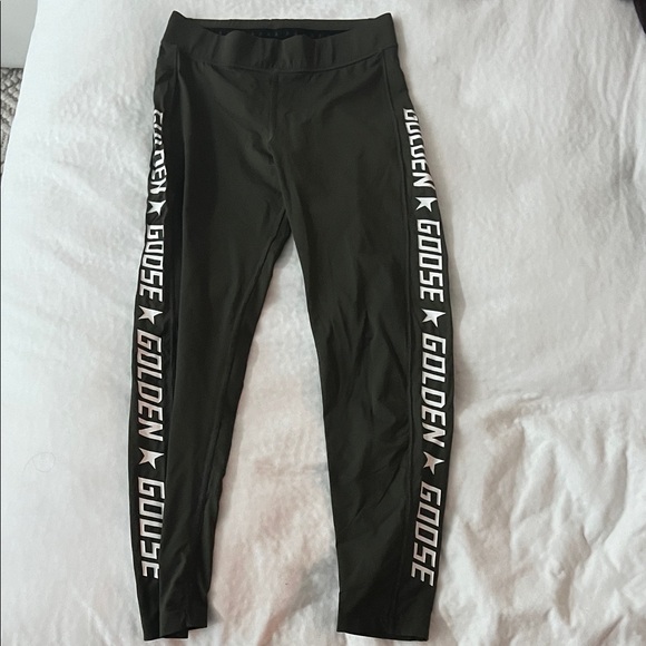 Golden Goose green Leggings with Bold Branding - Picture 1 of 2